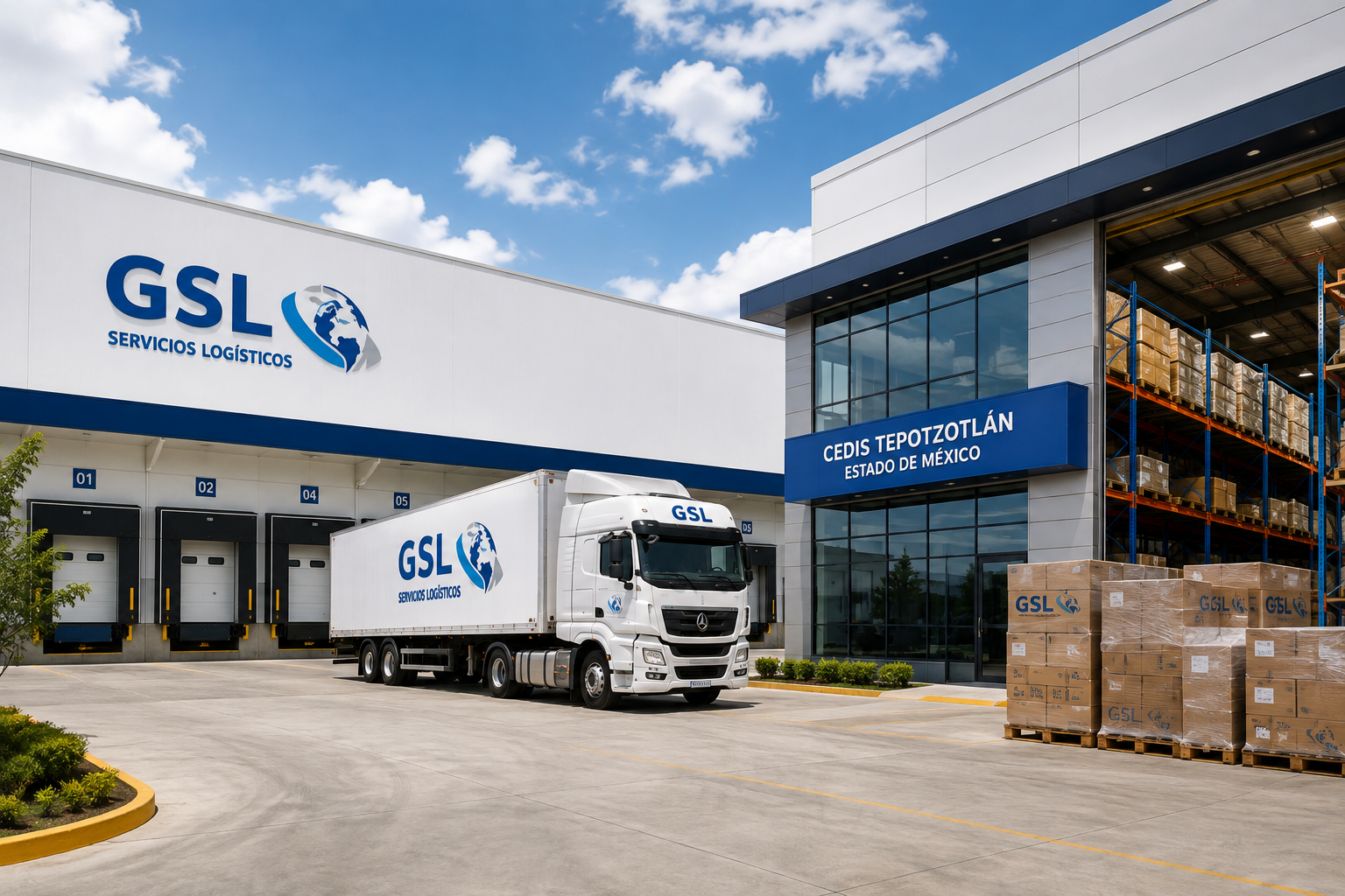 Centro de distribución GSL con unidad de transporte